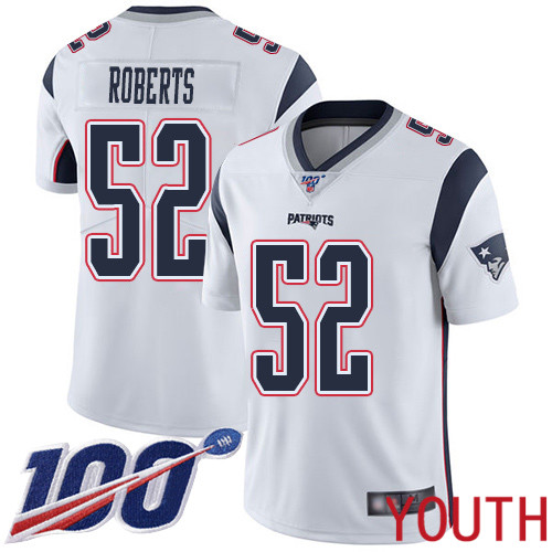 New England Patriots Football #52 100th Season Limited White Youth Elandon Roberts Road NFL Jersey